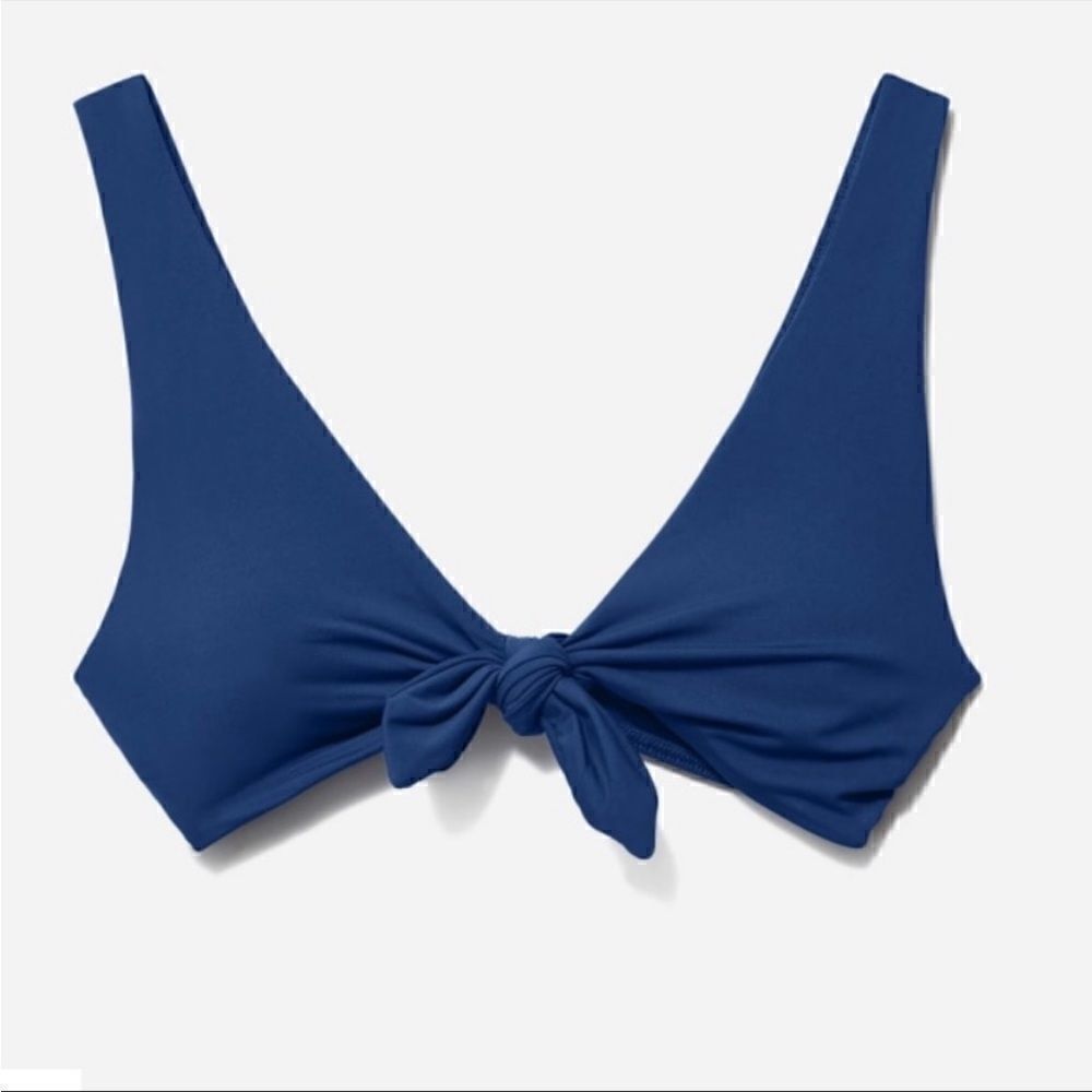 Everlane The Tie-Front Bikini Top in Blue Dusk Size L